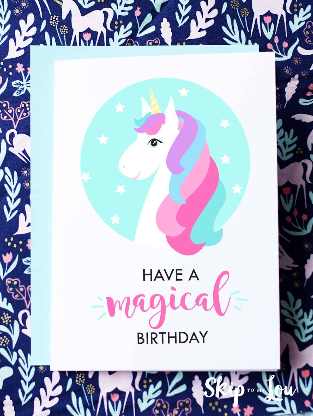 Unicorn Birthday Card Free Printable