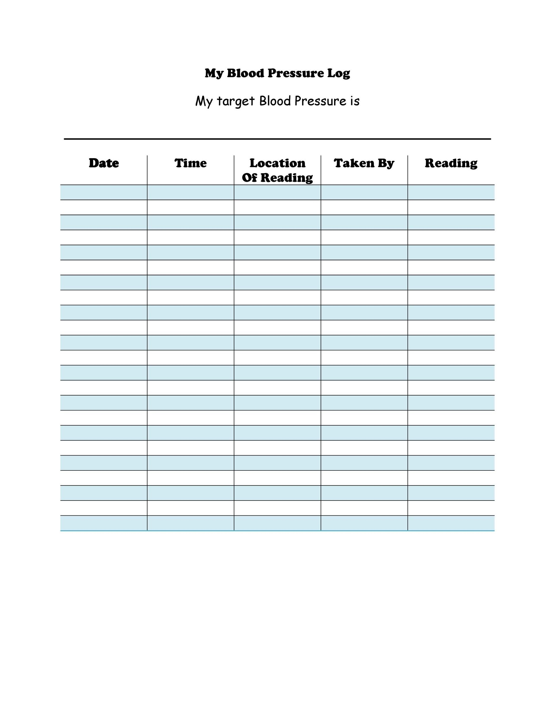 Free Printable Blood Pressure Log Sheet