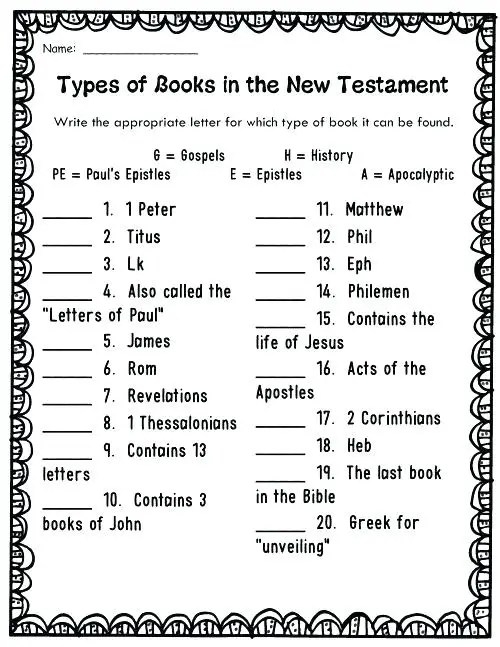 Books Of The Bible Printable Worksheets Books Of The Bible Printable Worksheets