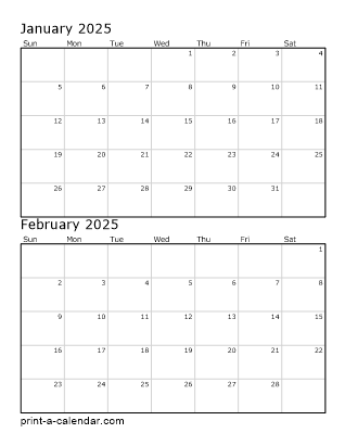 Free Printable Calendar 2025 2 Month Per Page Pdf J Angela Miler