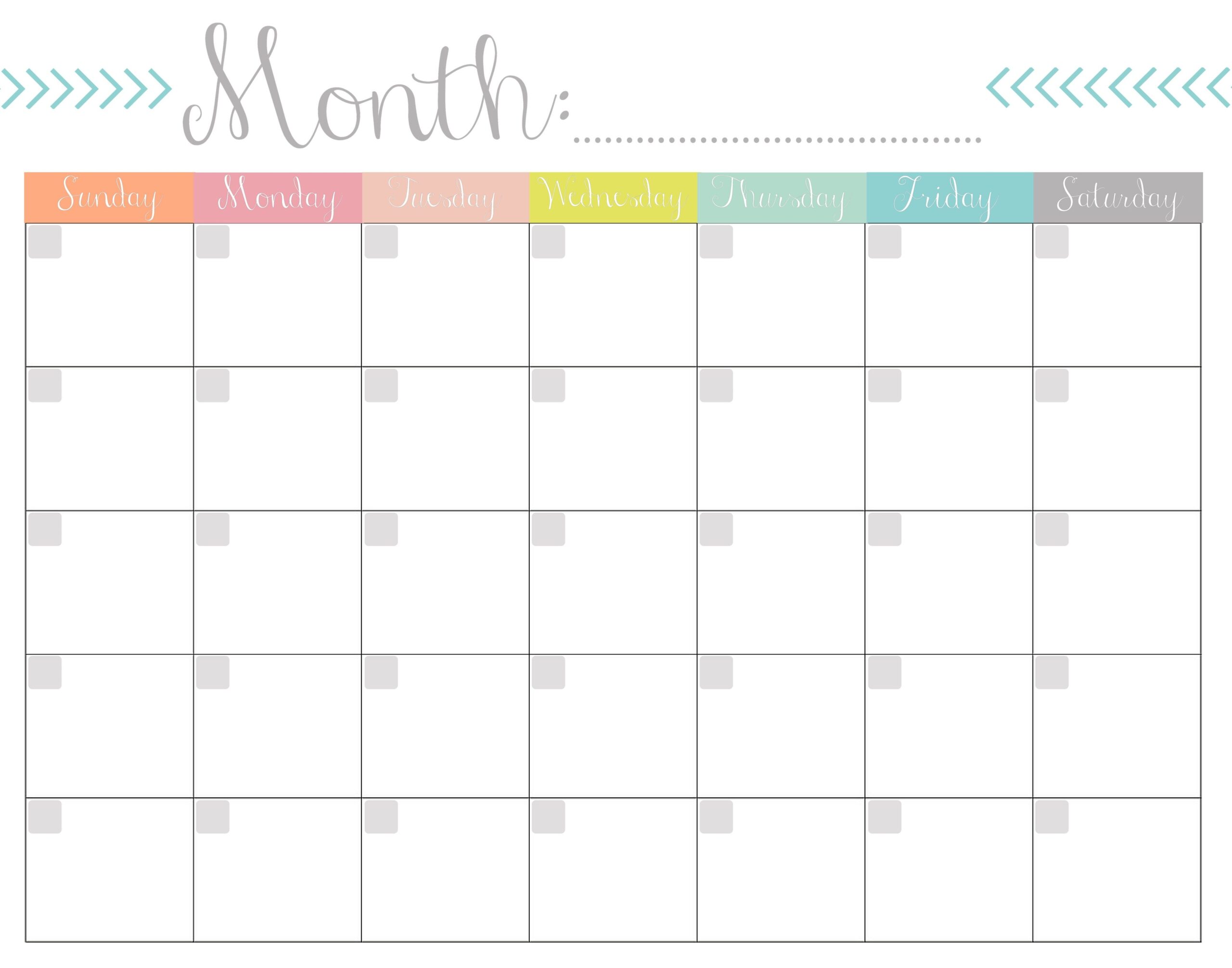 Printable Monthly Calendar Schedule