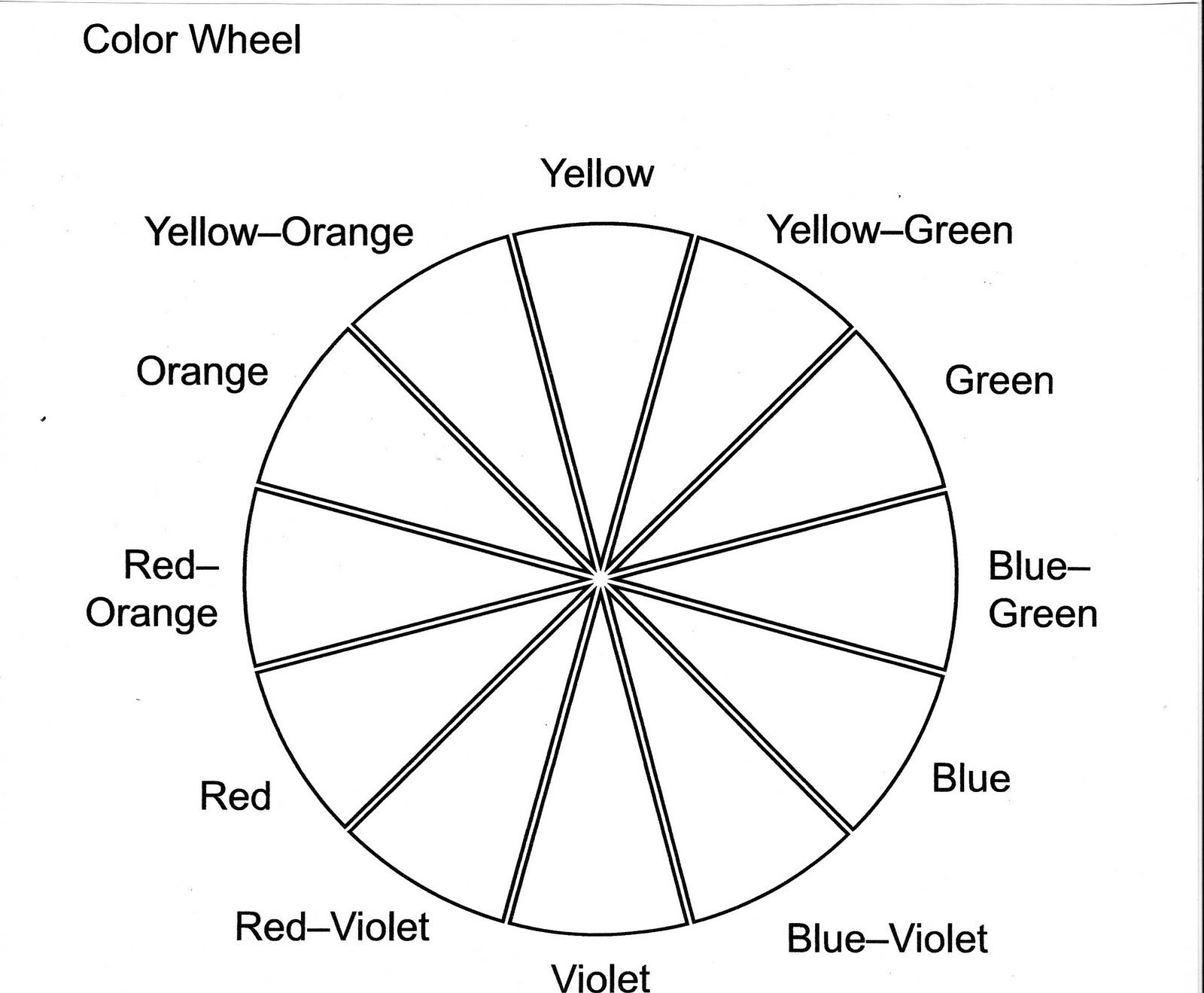 Free Printable Color Wheel Worksheet
