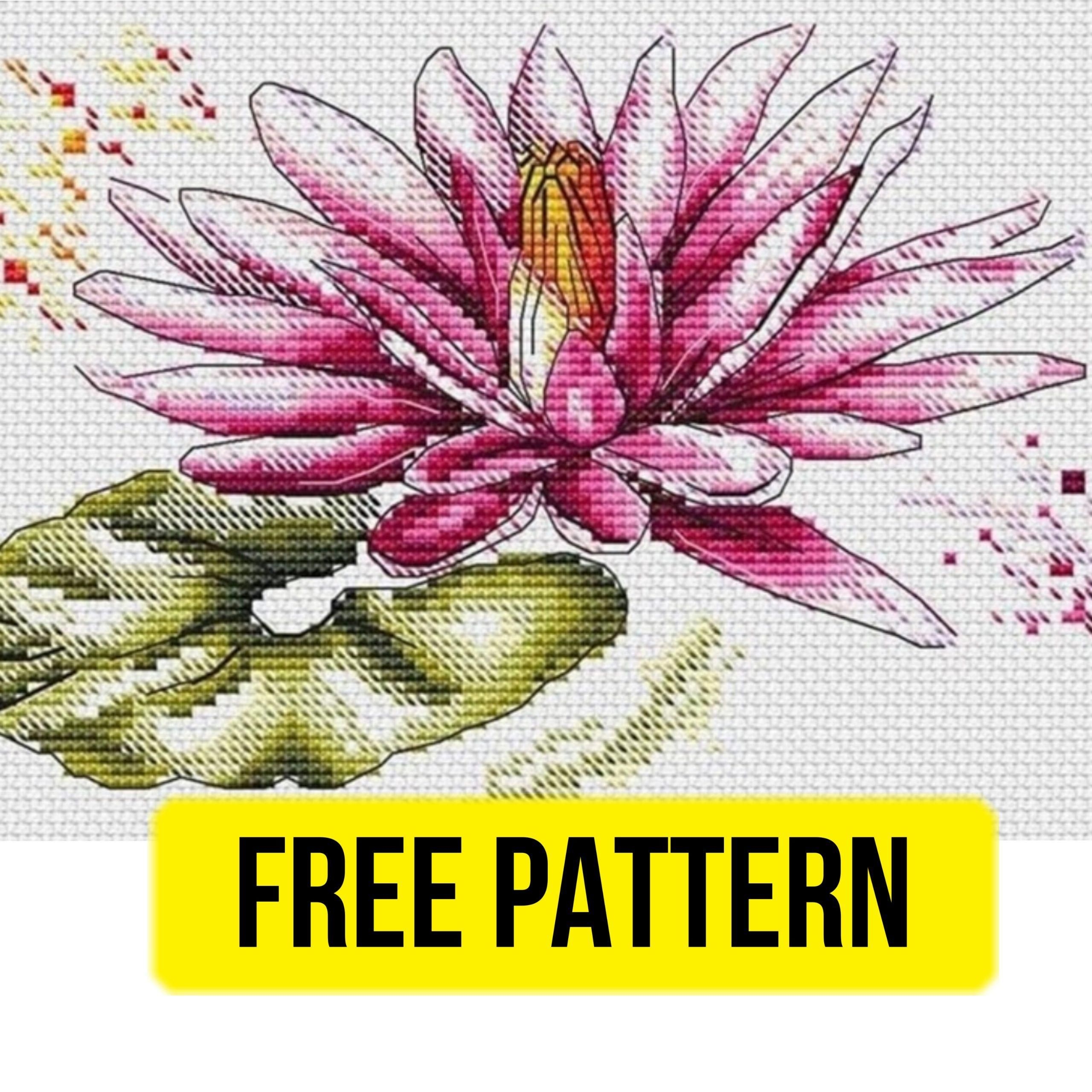 Free Printable Cross Stitch Pattern With A Water Lily Designed By 