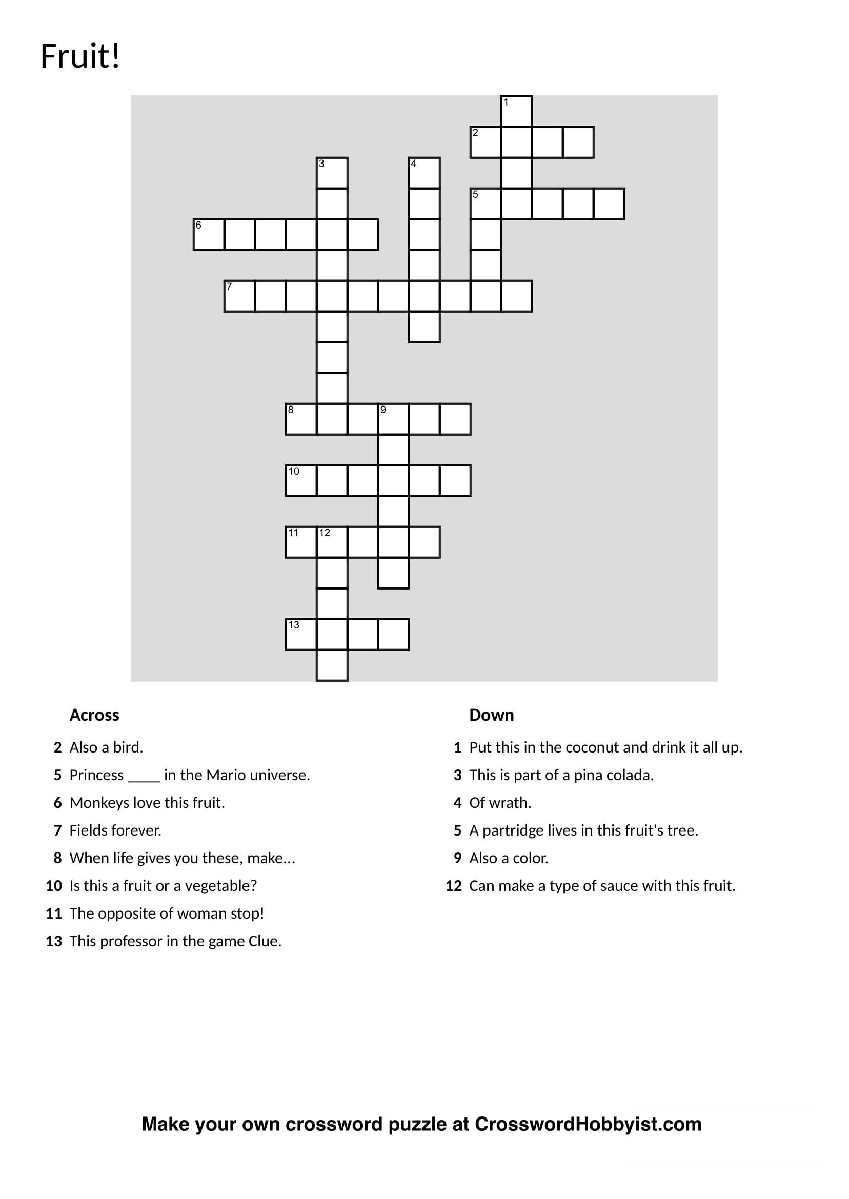 Free Printable Crossword Maker For Teachers