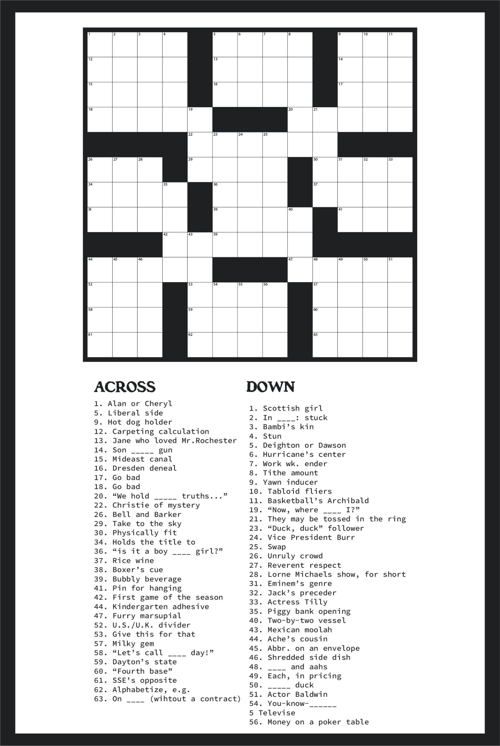 Free Fun Crossword Puzzles Printable
