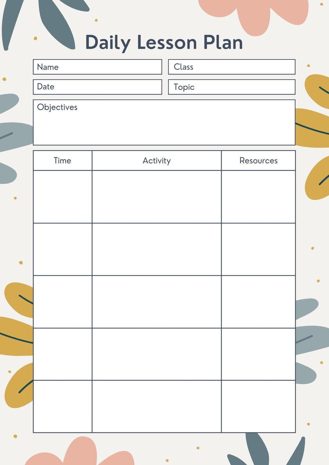Printable Lesson Plan Template Free