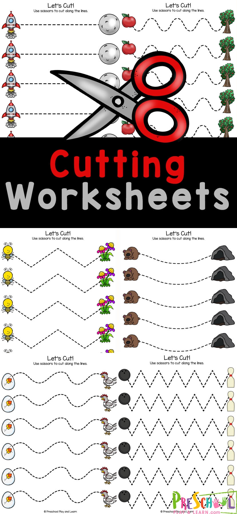 Free Printable Cutting Practice Worksheets Pages For Preschool