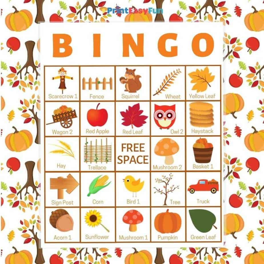 Free Printable Fall Bingo Cards For Large Groups Printable Templates