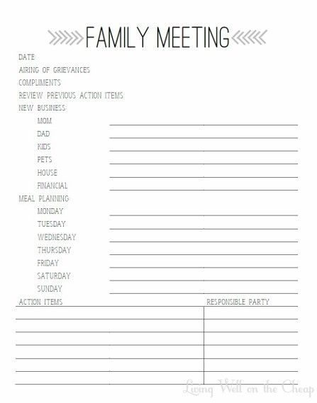 Free Printable Family Meeting Agenda Living Well On The Cheap Free Printable Family Meeting Agenda Living Well On The Cheap