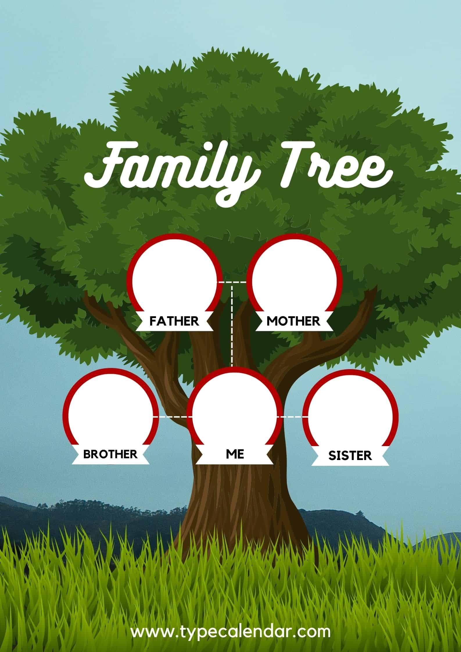 Printable Template For Family Tree With Phtoos
