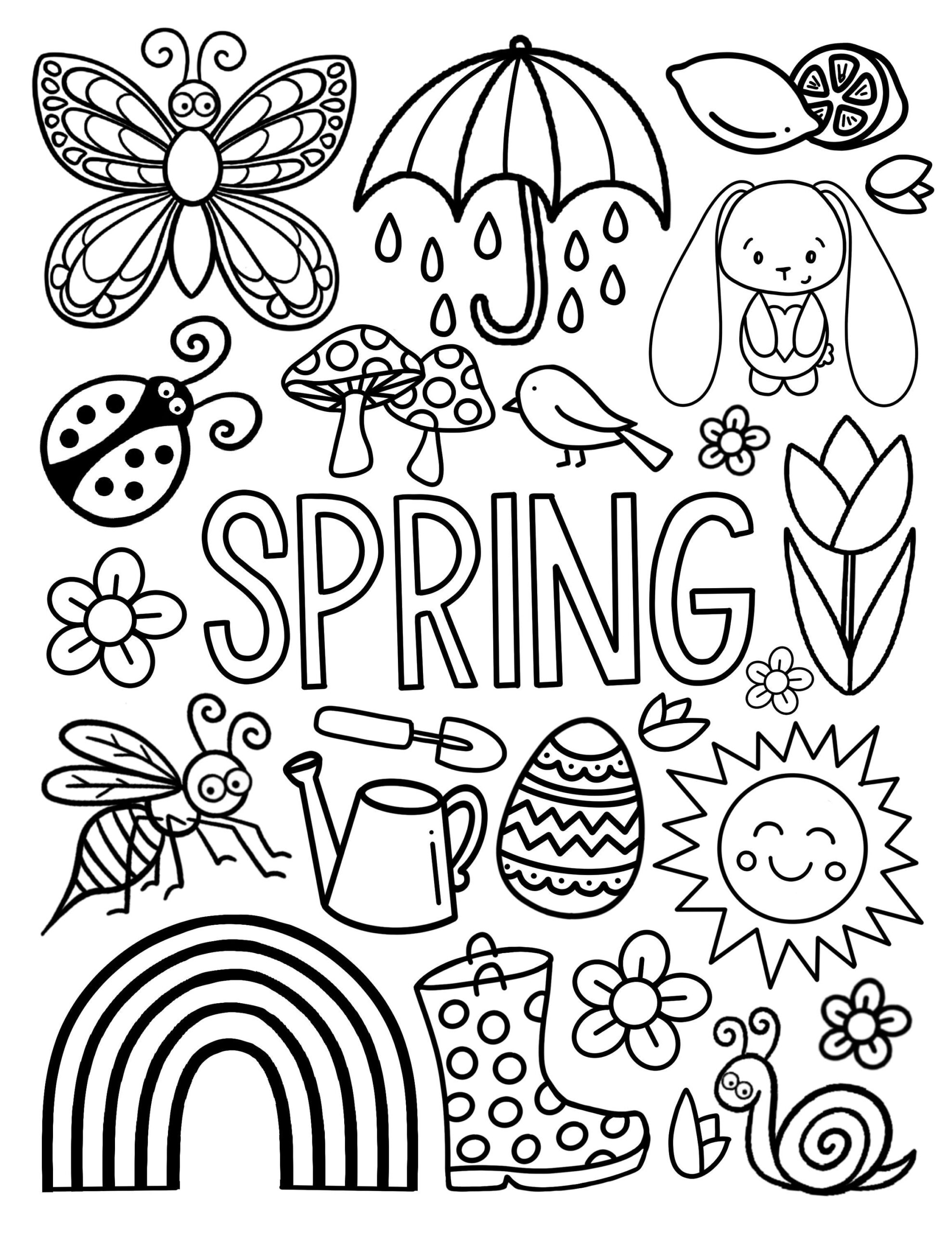 Free Printable Full Size Spring Coloring Pages Free Printable Full Size Spring Coloring Pages