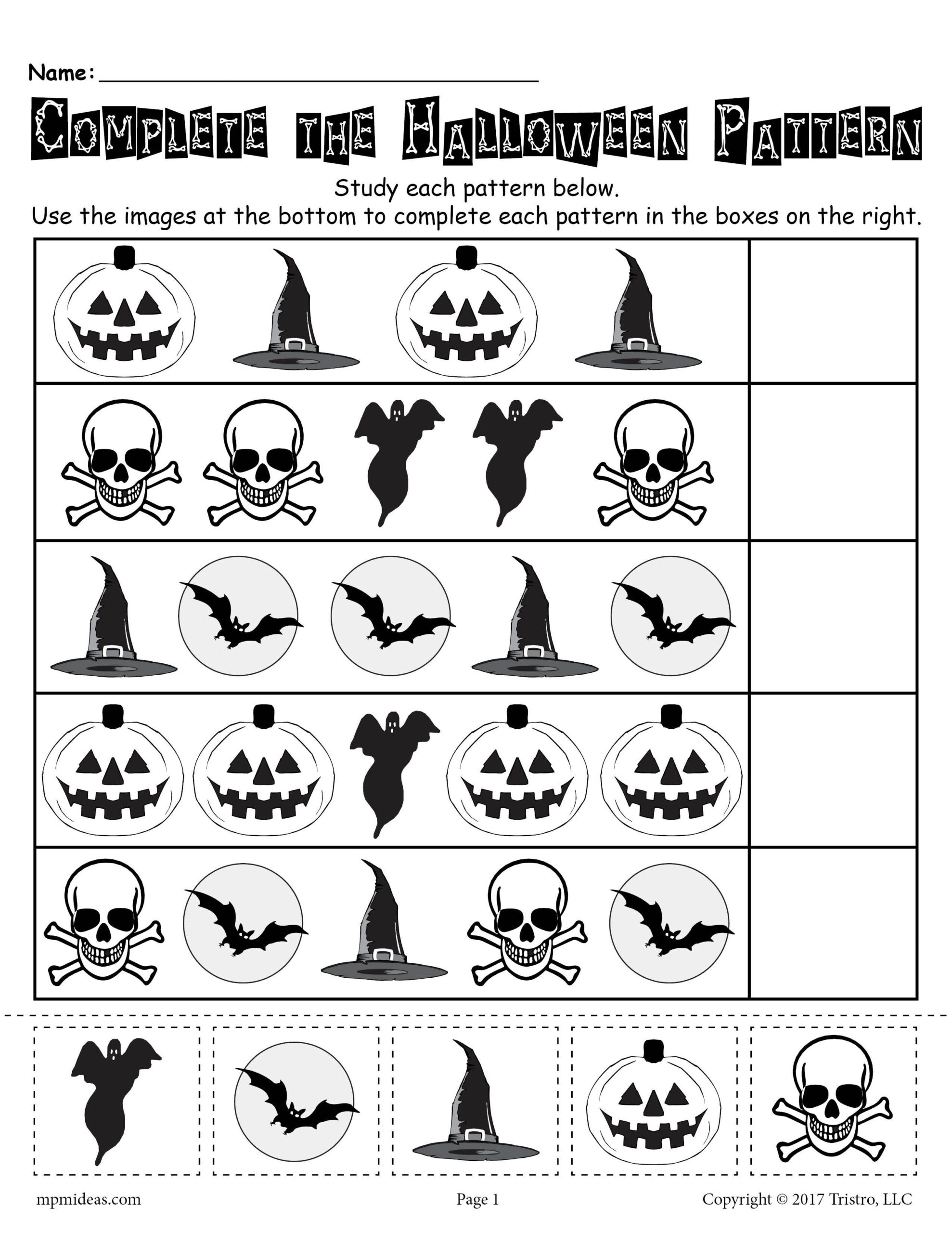 Hallowween Worksheets For Kindergarten Free Printable