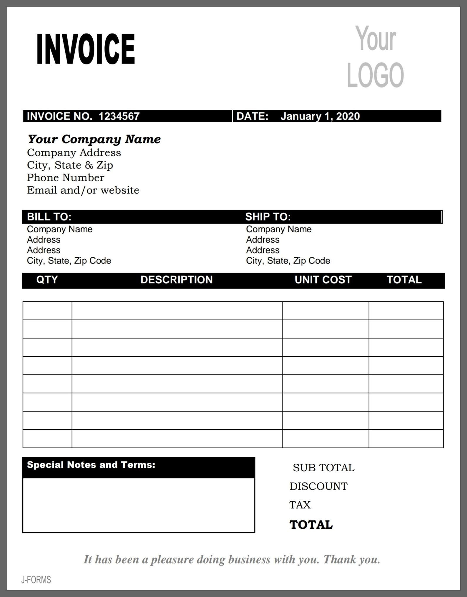 Free Printable Invoice Templates