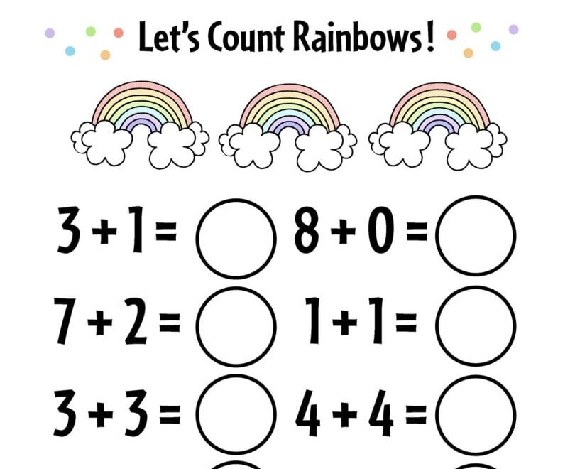 FREE Printable Kindergarten Addition Worksheets Numbers 1 10