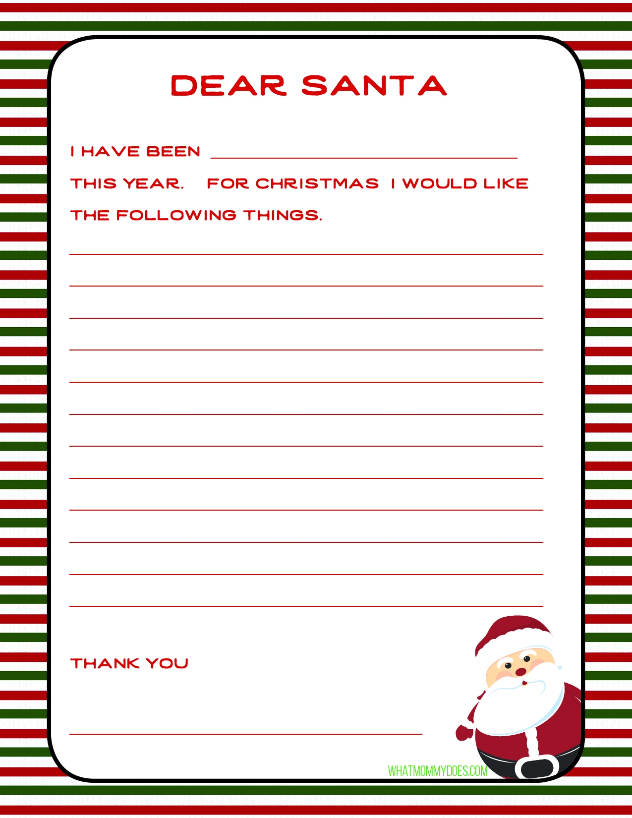 Letters To Santa Template Printable