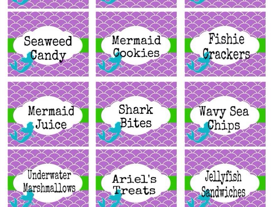 Free Printable Little Mermaid Food Labels Printable Templates