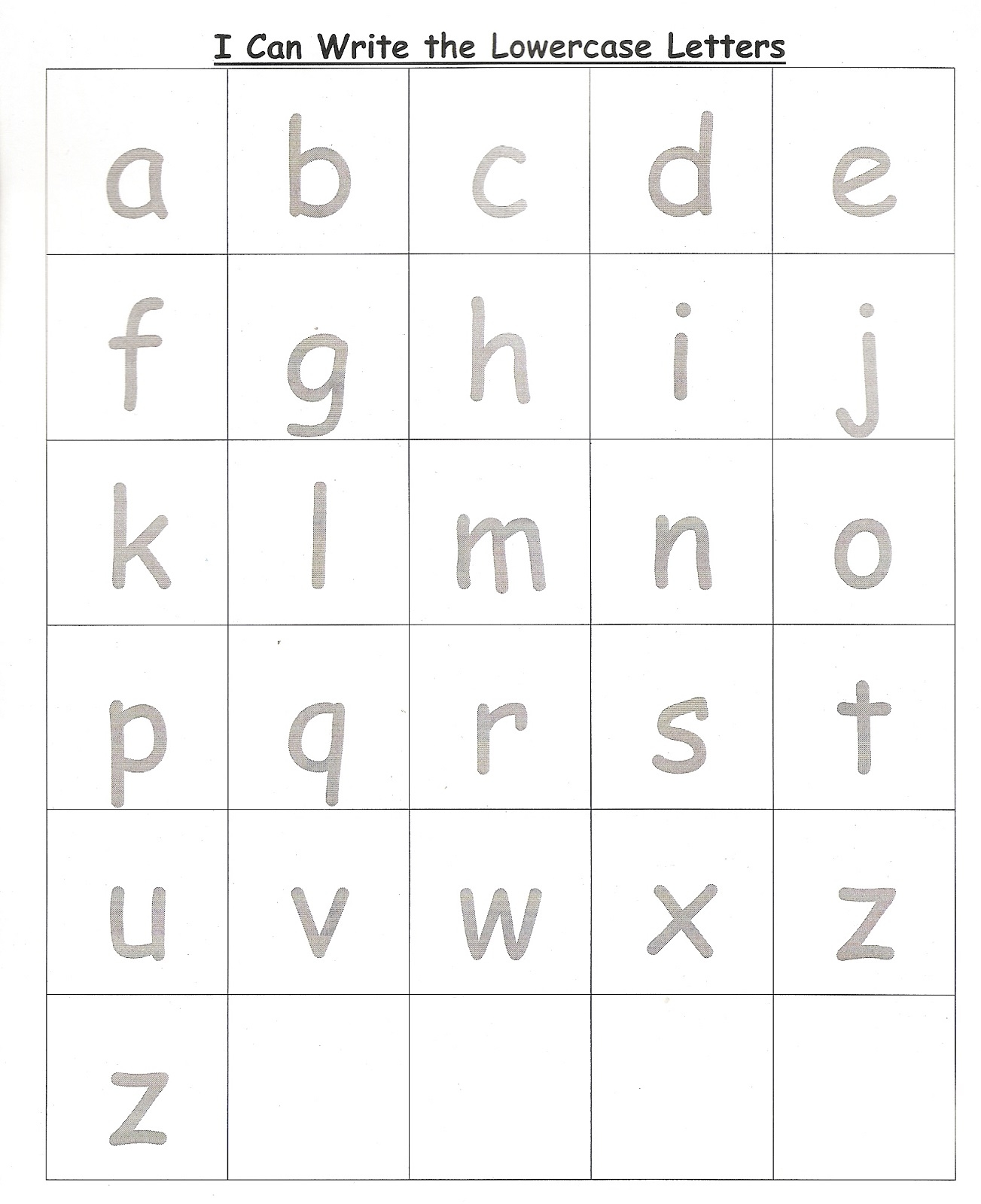 Free Printable Lower Case Letters
