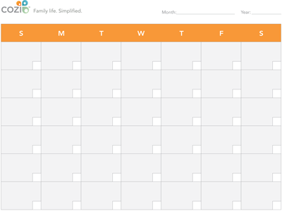 Free Printable Month Calendar Cozi Family Organizer
