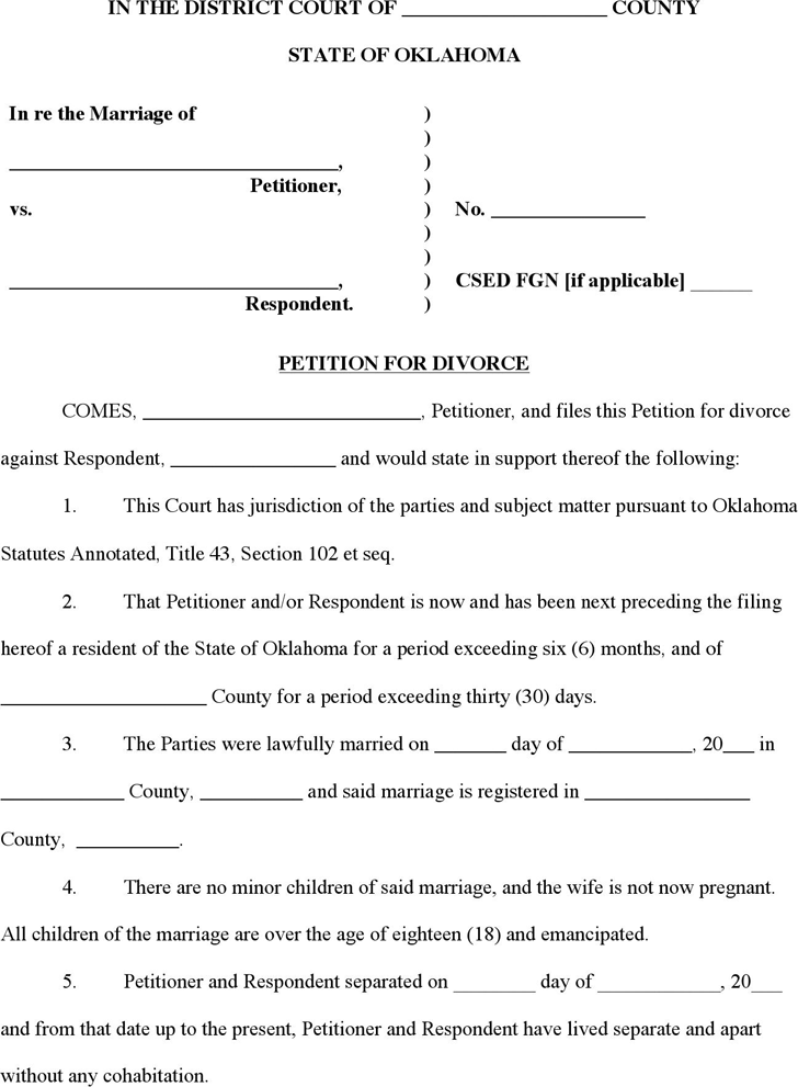 Free Printable Oklahoma Divorce Forms Printable Word Searches