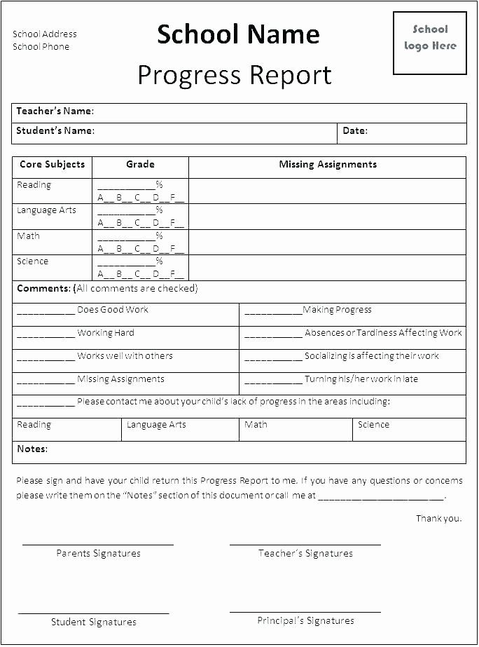 Free Printable Preschool Progress Report Template