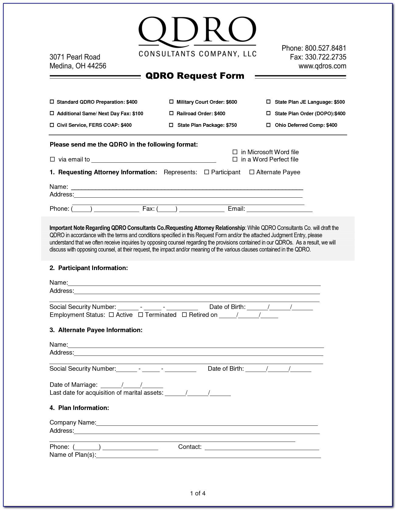 Free Printable Qdro Forms Printable Templates