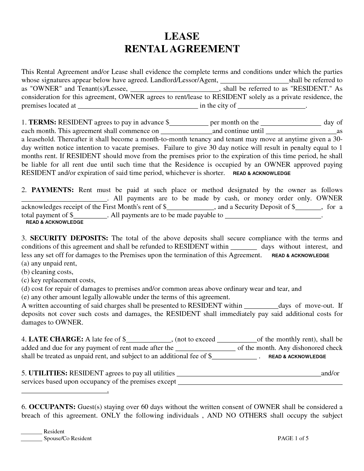 Printable Residential Lease Agreement For Santa Barbara