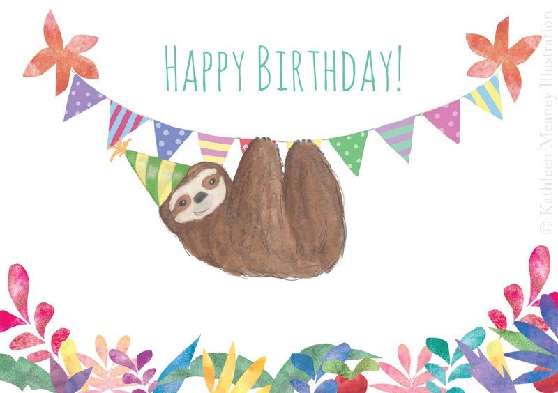 Free Printable Sloth Birthday Card Printable Templates Free