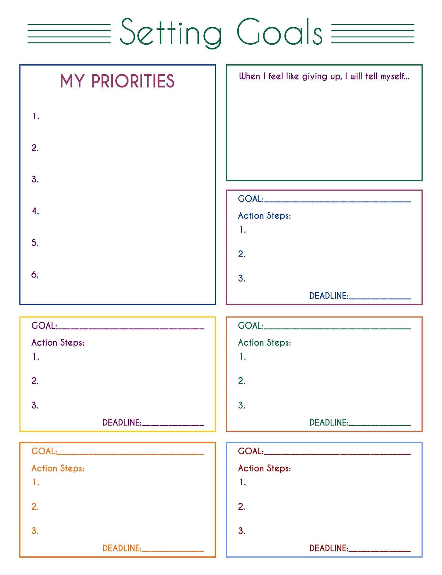 Free Printable Student Goal Sheets