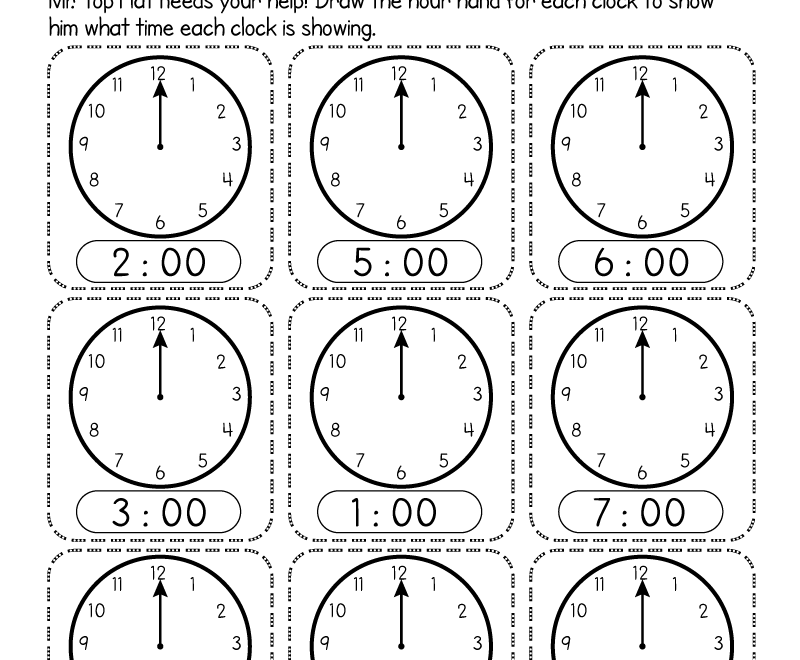Free Printable Telling Time Worksheet For Kindergarten