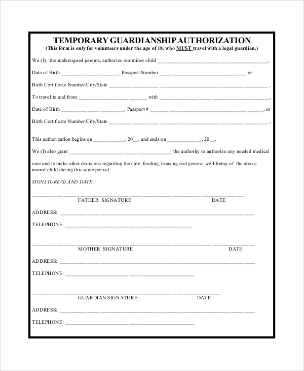 Free Printable Temp Guardianship Form For Alabama Printable Forms 
