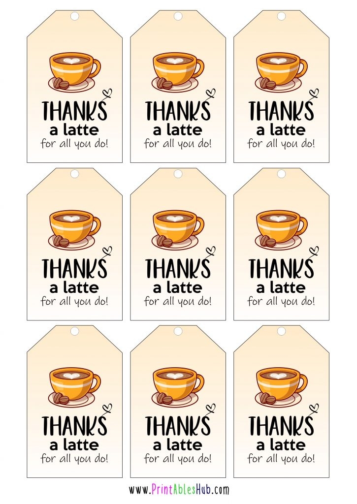 Free Printable Thanks A Latte Tags Cards PDF Printables Hub Free Printable Thanks A Latte Tags Cards PDF Printables Hub