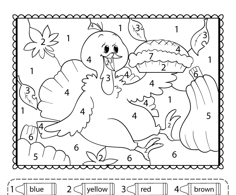 Free Printable Thanksgiving Color By Number Worksheet