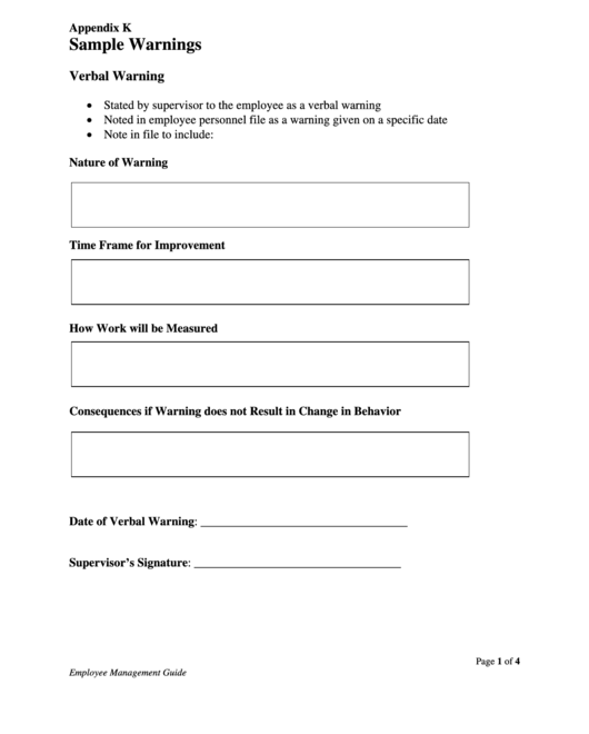 Free Printable Verbal Warning Form Printable Forms Free Online