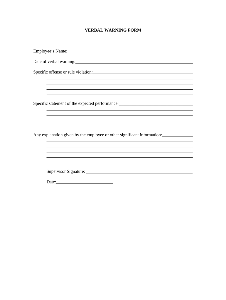 Free Printable Verbal Warning Form Printable Templates
