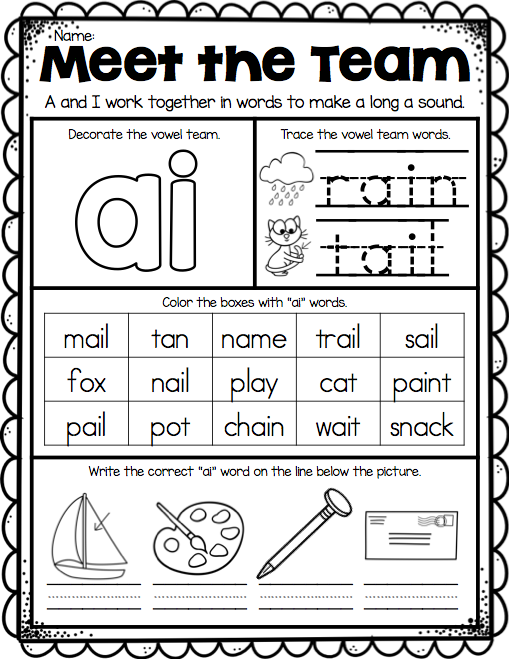 Free Printable Vowel Team Worksheets