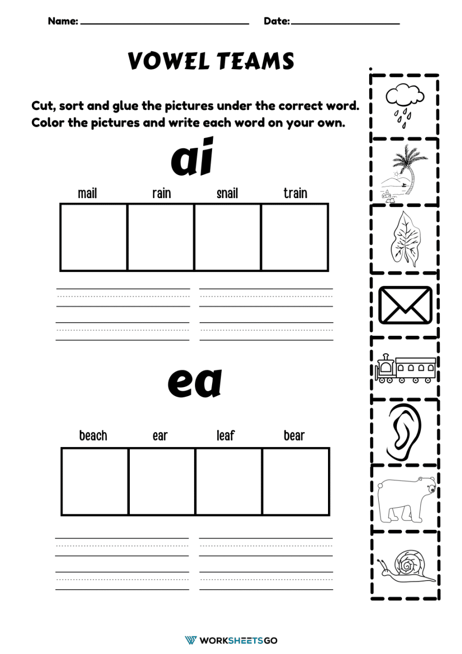 Free Printable Vowel Teams Worksheets