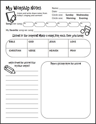 Free Sermon Notes Printable For Kids