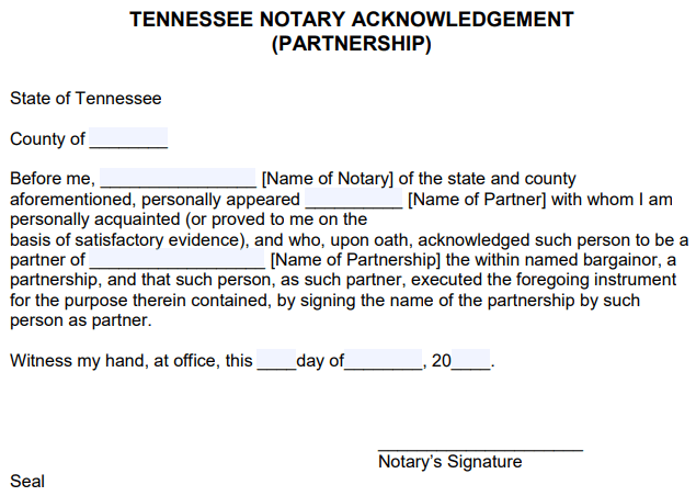 Printable Notary Forms For Tn