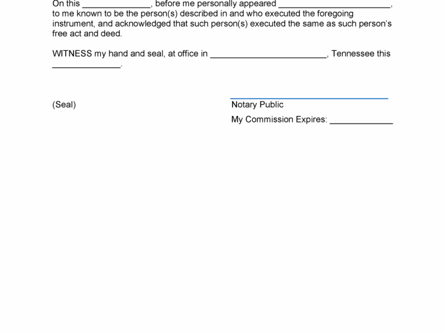 Free Tennessee Notary Acknowledgment Form PDF Word
