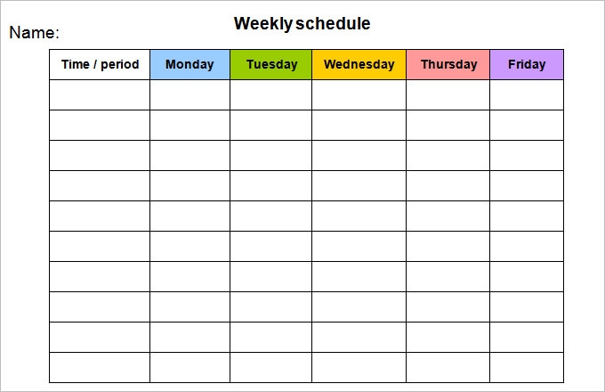 Free Weekly Planner Template Monday To Friday Schedule Printable Get 