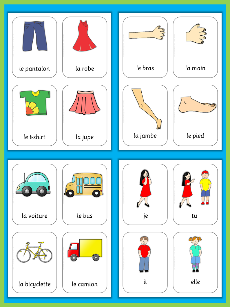 French Flash Cards Basic Vocabulary French Lessons French Vocabulary 