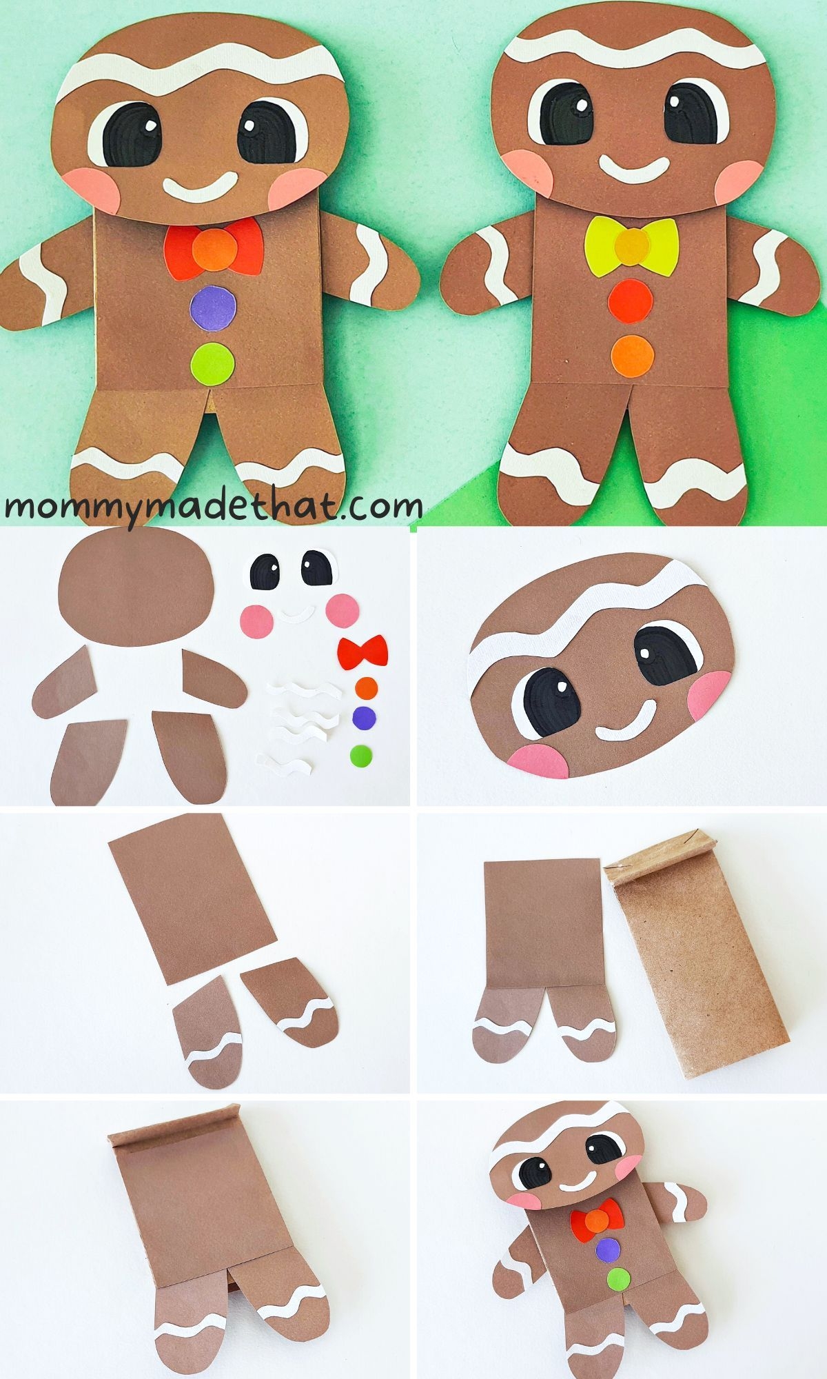 Gingerbread Man Paper Bag Puppet Template Educational Printable 