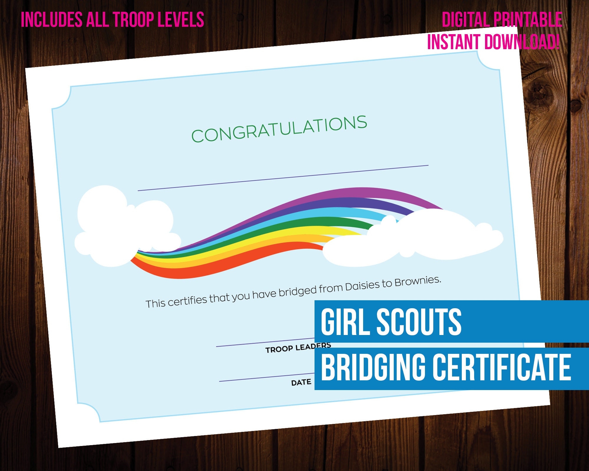 Printable Girl Scout Bridging Certificates