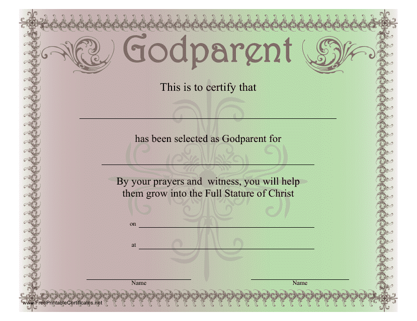 Godparents Certificate Templates PDF Download Fill And Print For Free