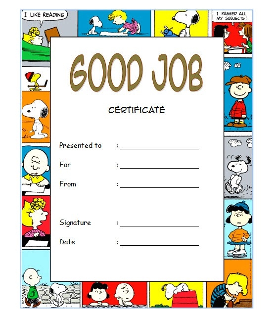 Printable Good Job Certificates