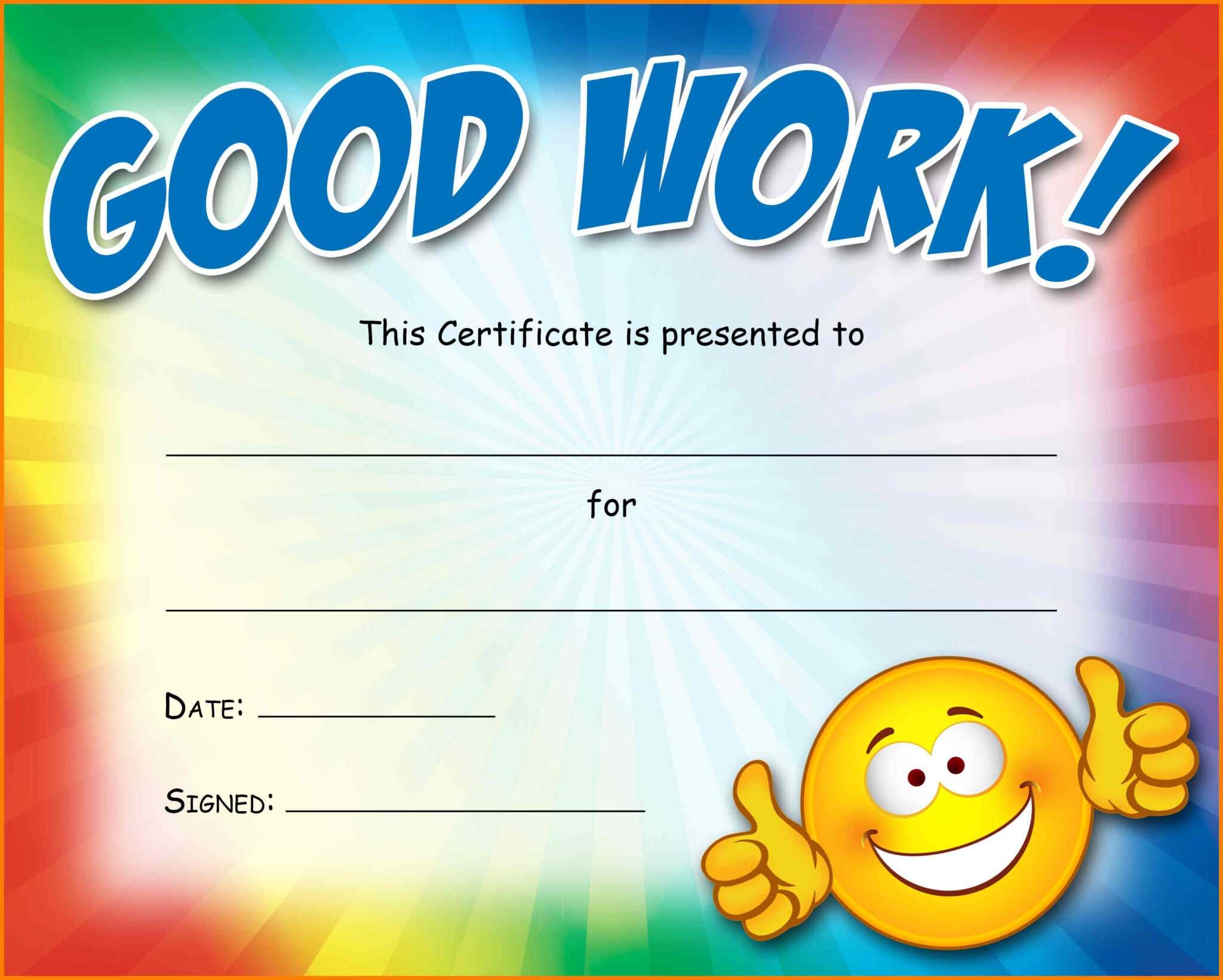 Good Job Certificate Free Printable
