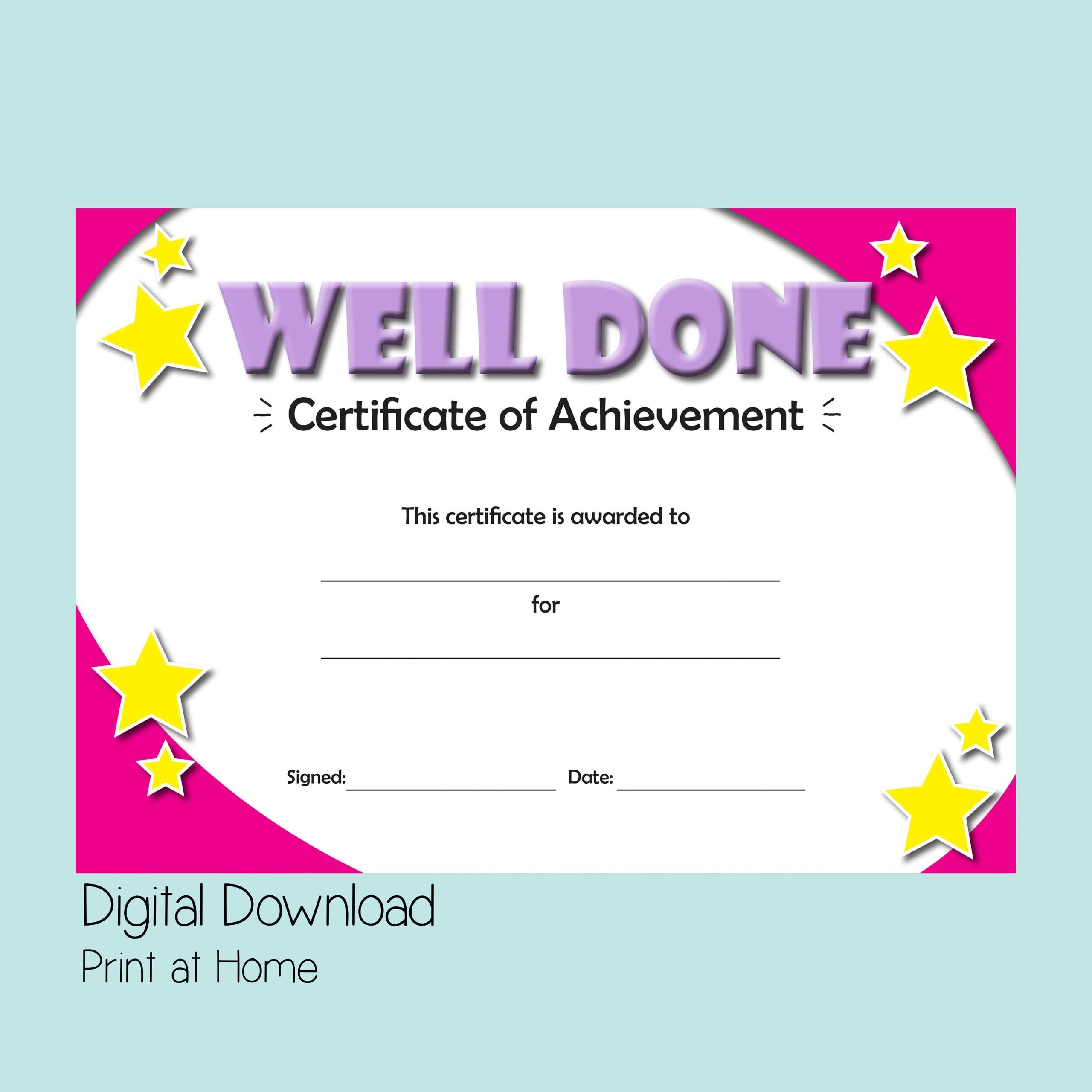 Good Job Certificate Printable Well Done Certificates Powerpoint