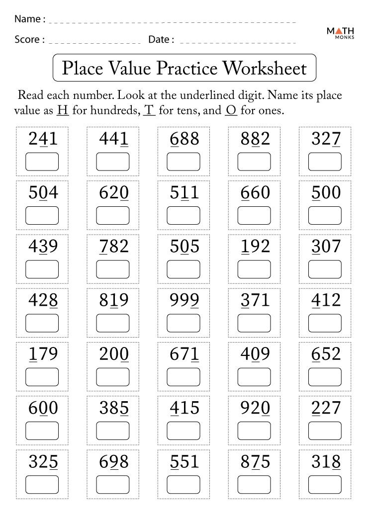 Second Grade Place Value Worksheets Printable