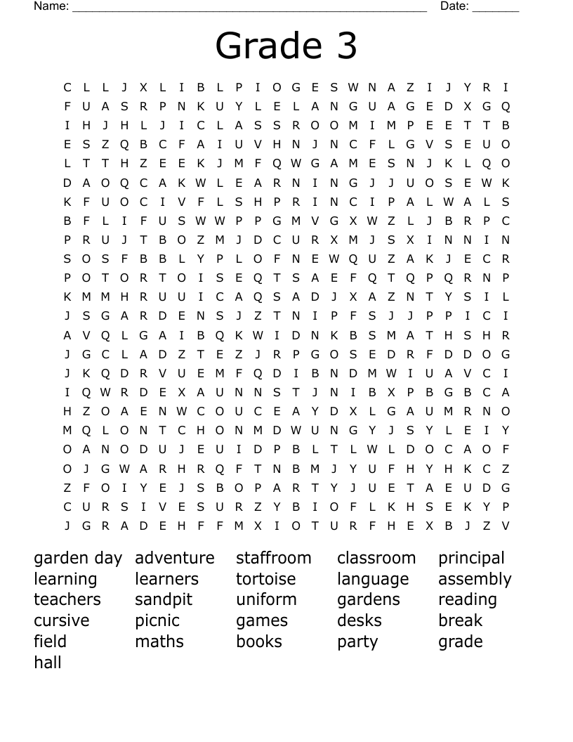 Grade 3 Word Search Free Printable Pdf Word Search Maker