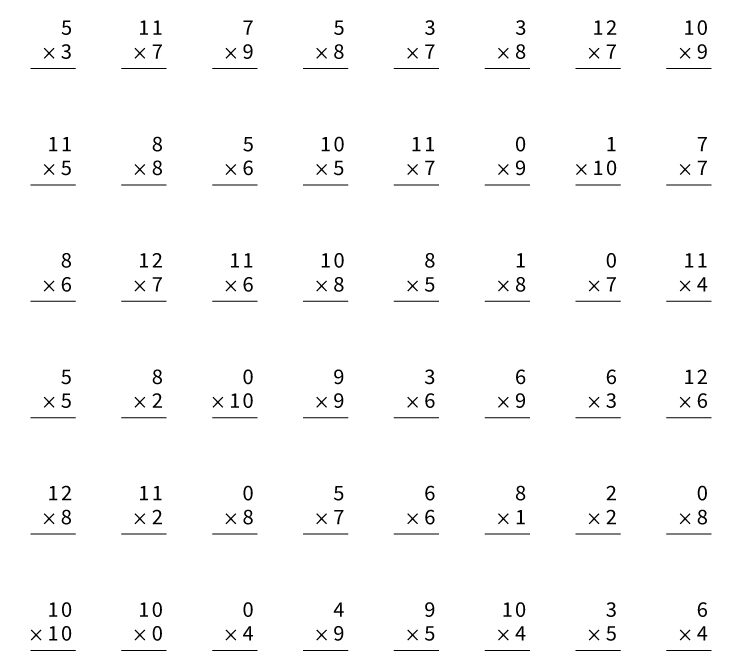 Grade 5 Multiplication Worksheets